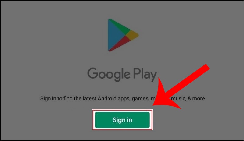 Bước 10: Tại lần đầu tiên sử dụng sẽ yêu cầu bạn đăng nhập tài khoản Google Play Store > Chọn Sign in > Nhập tài khoản và mật khẩu của Google Play Store (tài khoản Gmail) của bạn